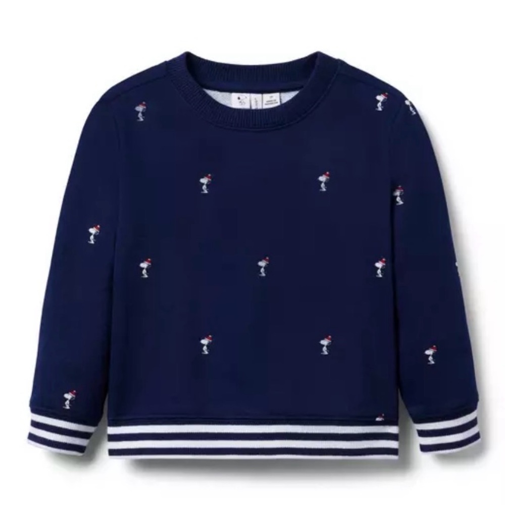 Janie and Jack Snoopy Santa Striped Cuff Sweatshirt